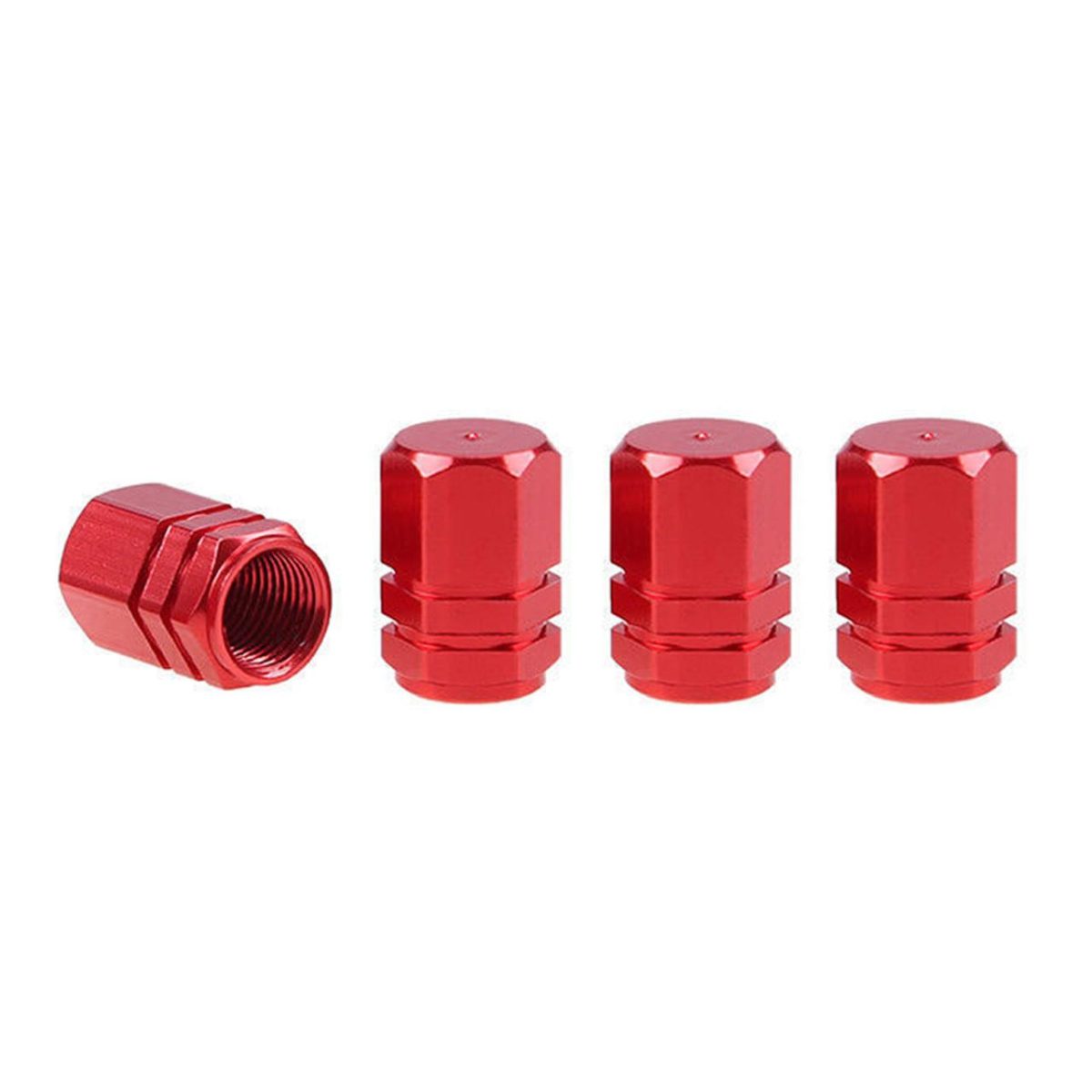 Set Capacele Auto Pentru Ventil Hexagon Rosu 4 Buc