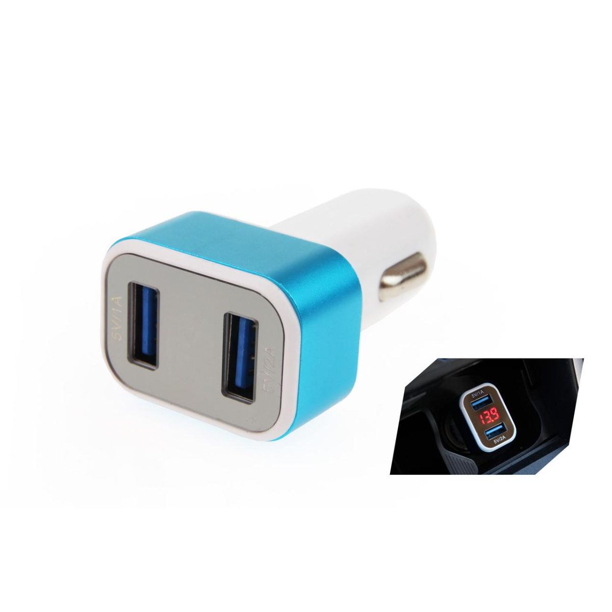 Incarcator Auto 2Xusb Cu Voltmetru Digital