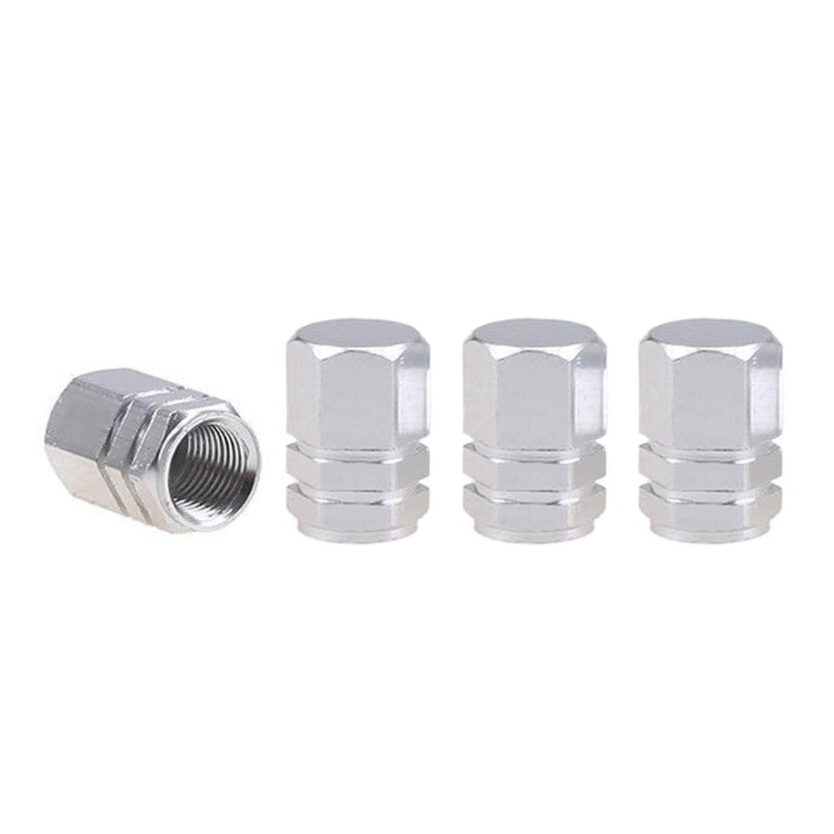 Set Capacele Auto Pentru Ventil Hexagon Argintiu 4 Buc