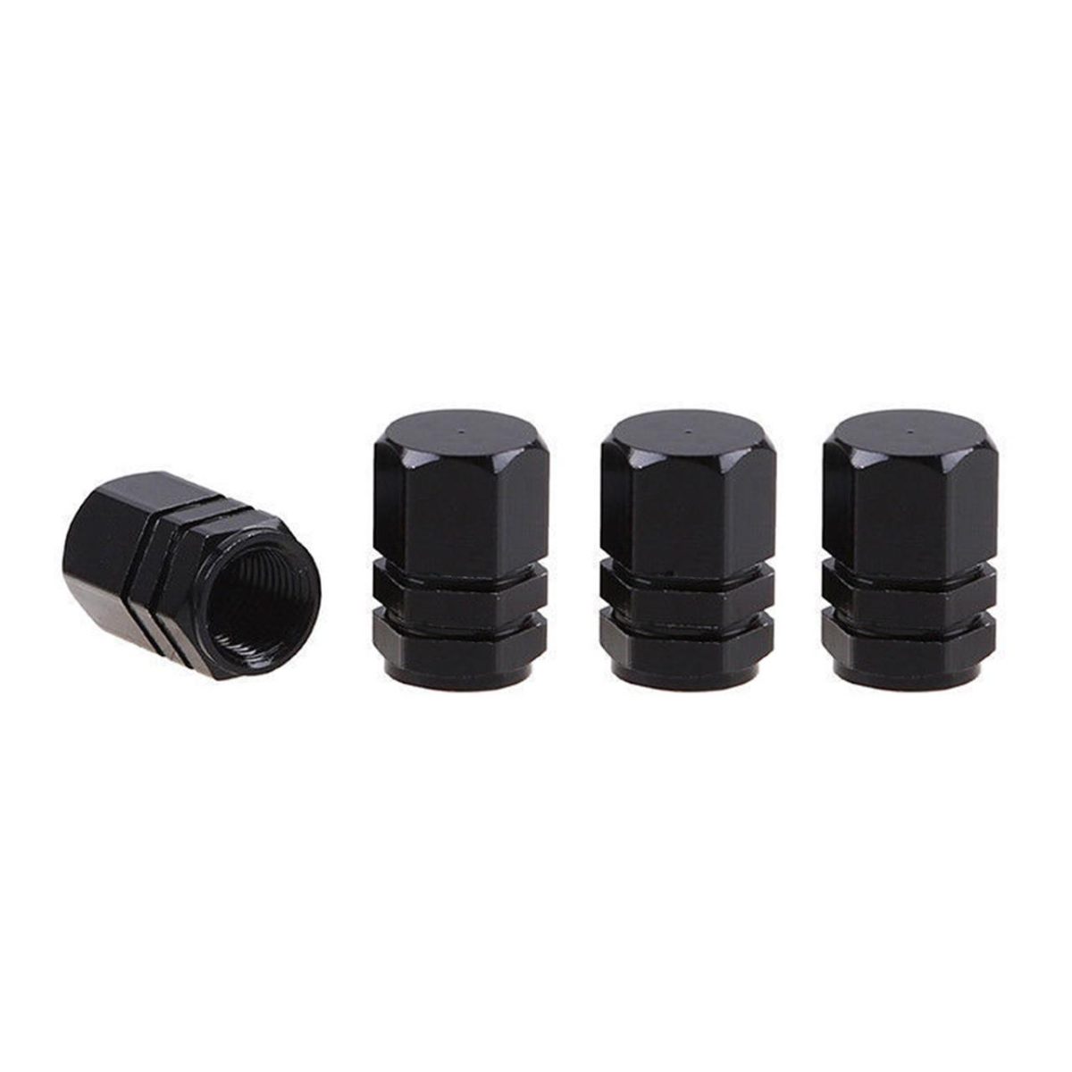 Set Capacele Auto Pentru Ventil Hexagon Negru 4 Buc - Imagine 2