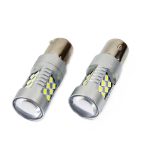 Set becuri auto cu LED CANBUS compatibil P21W BA15S 24 SMD 6.2W Alb 12/24V, destinat competitiilor auto sau off-road
