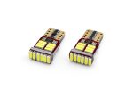 Set becuri auto cu LED CANBUS compatibil T10e W5W 18 SMD Alb 12V, destinat competitiilor auto sau off-road