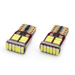 Set becuri auto cu LED CANBUS compatibil T10e W5W 18 SMD Alb 12V, destinat competitiilor auto sau off-road