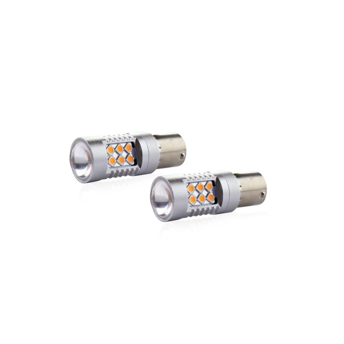 Set Becuri Auto Cu Led Canbus Compatibil P21W Ba15S 24 Smd 6.2W Orange 12/24V, Destinat Competitiilor Auto Sau Off-Road