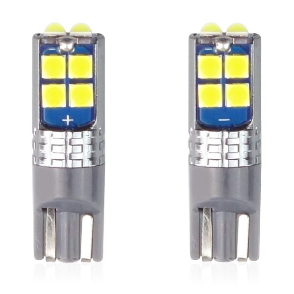 Set becuri auto cu LED CANBUS compatibil T10 W5W 10 SMD Alb 12/24V, destinat competitiilor auto sau off-road