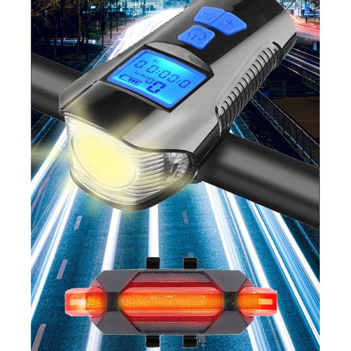 Vitezometru Digital Cu Lampa Fata + Spate + Claxon Cu 6 Sunete, Waterproof, Pentru Bicicleta, Model Avx-Wt-Cbl-1X