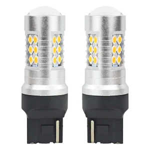 Set becuri auto cu LED CANBUS, 3030, 24SMD, compatibil T20, 7440, WY21W, Portocaliu, 12V / 24V, destinat competitiilor auto sau off-road