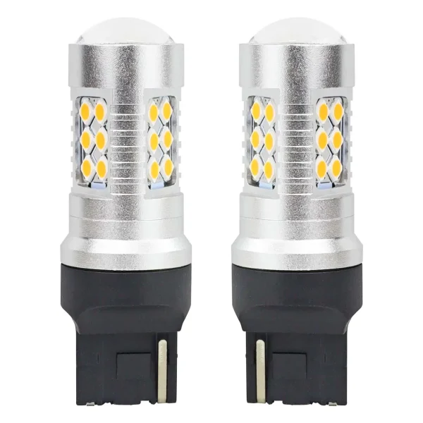 Set becuri auto cu LED CANBUS, 3030, 24SMD, compatibil T20, 7440, WY21W, Portocaliu, 12V / 24V, destinat competitiilor auto sau off-road