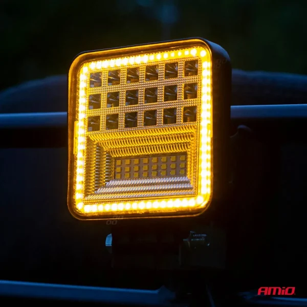 Proiector LED pentru Off-Road, ATV, SSV, cu functie de semnalizare, culoare 6500K, 3360 lm, tensiune 9 - 36V, dimensiuni 110 x 110 mm