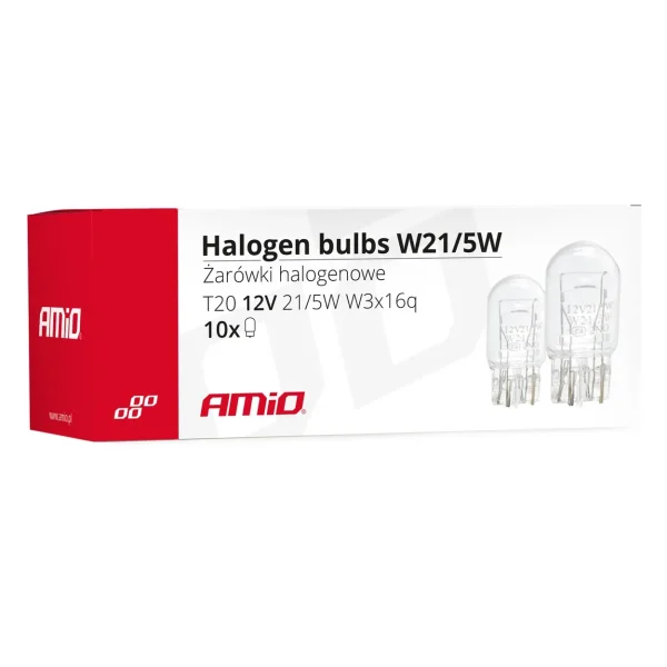 Set 10 becuri cu halogen T20, W21 / 5W, W3x16q