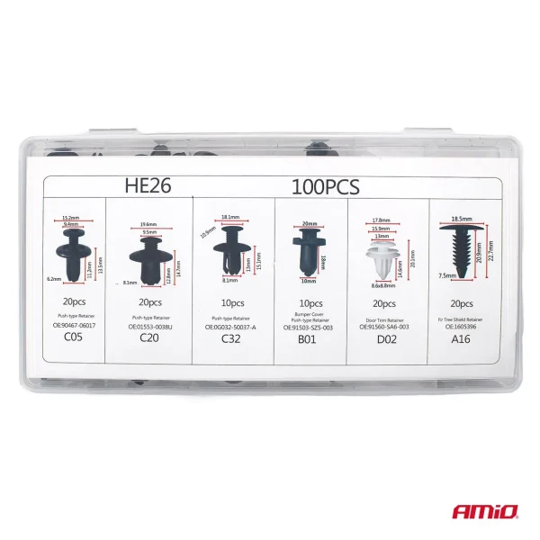 Set cleme - clipsuri reconditionare auto, 100 piese, diferite modele