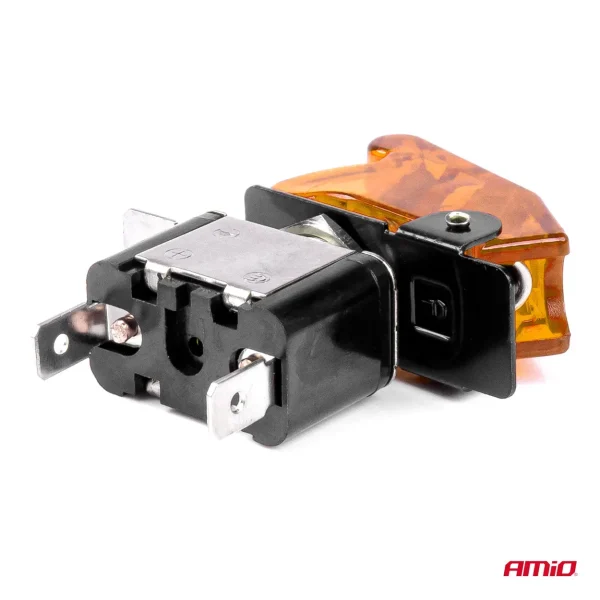 Comutator iluminat (intrerupator) cu protectie, destinatie auto, moto, ATV, SSV, Off-Road, model "TOP GUN", tensiune 12V - 24V, culoare Orange