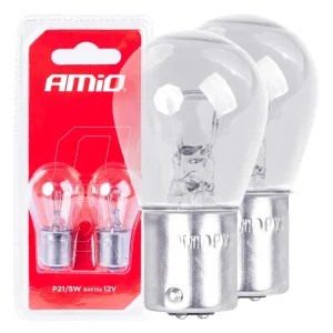 Set 2 becuri cu halogen, soclu P21, 5W, BAY15D, alimentare 12V