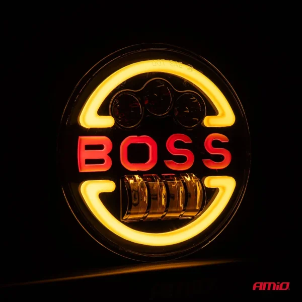 Lampa Suplimentara LED pentru Vehicule Off-Road, ATV, SSV, cu inscriptie "BOSS" si functii: Faza Lunga, Faza Scurta, Semnalizare, Pozitie, tensiune alimentare 9
