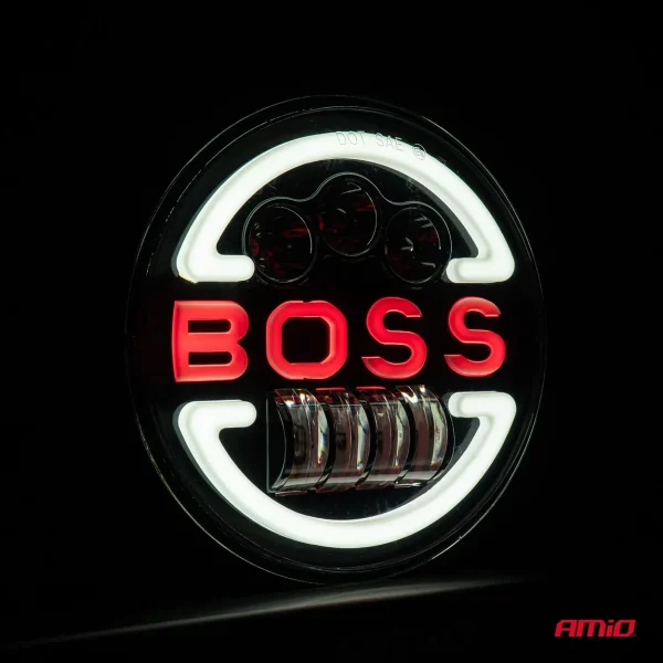 Lampa Suplimentara LED pentru Vehicule Off-Road, ATV, SSV, cu inscriptie "BOSS" si functii: Faza Lunga, Faza Scurta, Semnalizare, Pozitie, tensiune alimentare 9