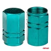 Set 4 capacele auto pentru ventil, din aluminiu, model Hexagon, culoare Verde