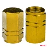 Set 4 capacele auto pentru ventil, din aluminiu, model Hexagon, culoare Galben