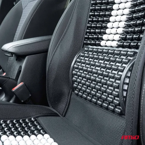 Husa scaun auto cu bile de masaj, suport lombar si tetiera, dimensiuni 131 x 46 cm, culoare Neagra