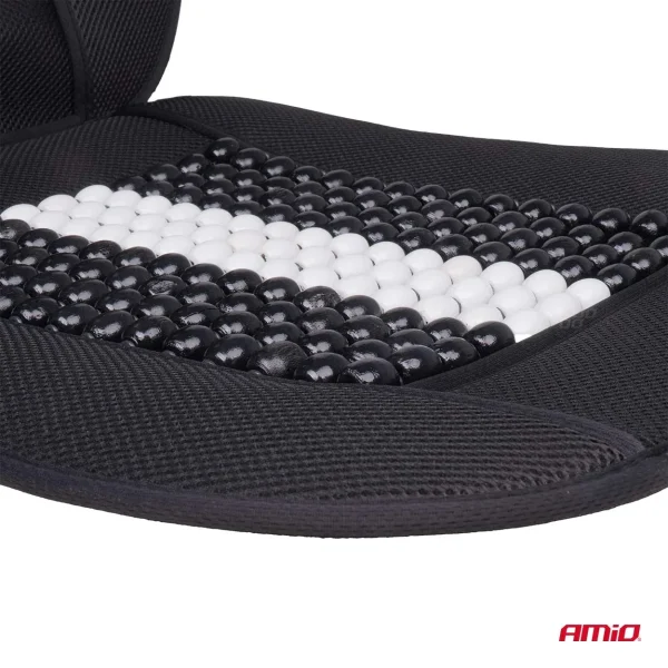 Husa scaun auto cu bile de masaj, suport lombar si tetiera, dimensiuni 131 x 46 cm, culoare Neagra