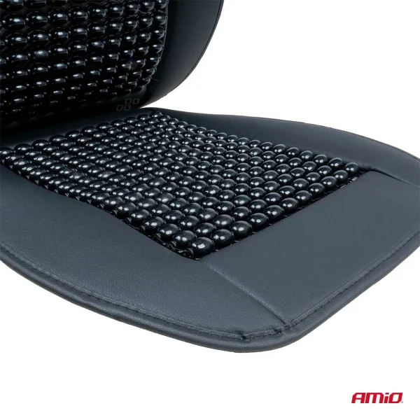 Husa scaun auto cu bile de masaj, suport lombar si tetiera, dimensiuni 147 x 68 cm, culoare Neagra