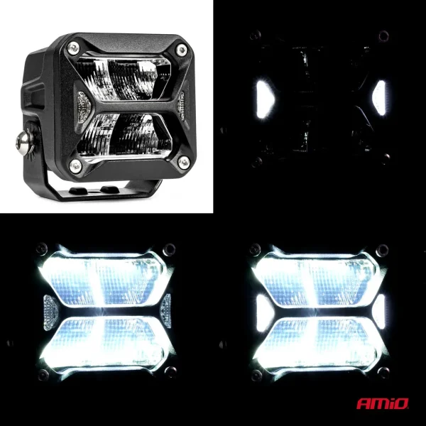 Proiector LED "PRO SERIES" cu doua functii pentru Off-Road, ATV, SSV, putere 18W, 1800lm, culoare 6000K, tensiune 10-30V, dimensiuni 82 x 78 x 76 mm
