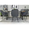 Scaun stil fotoliu bucatarie/living, Artool, Lugo, catifea gri, picioare metal negru, 57.5x56.5x86.5 cm