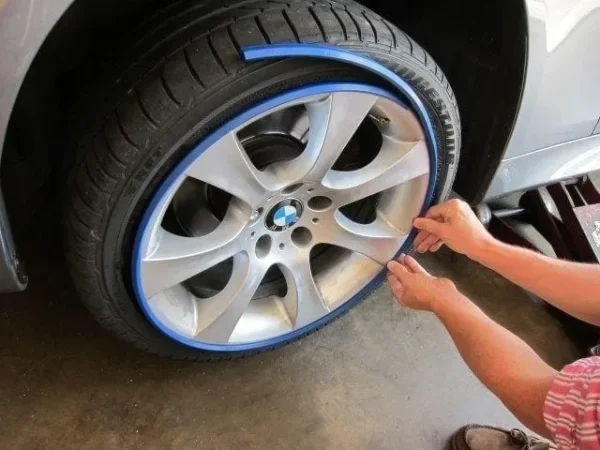 Set protectie jante, calitate Premium, 4 inele din plastic, culoare ALBASTRU