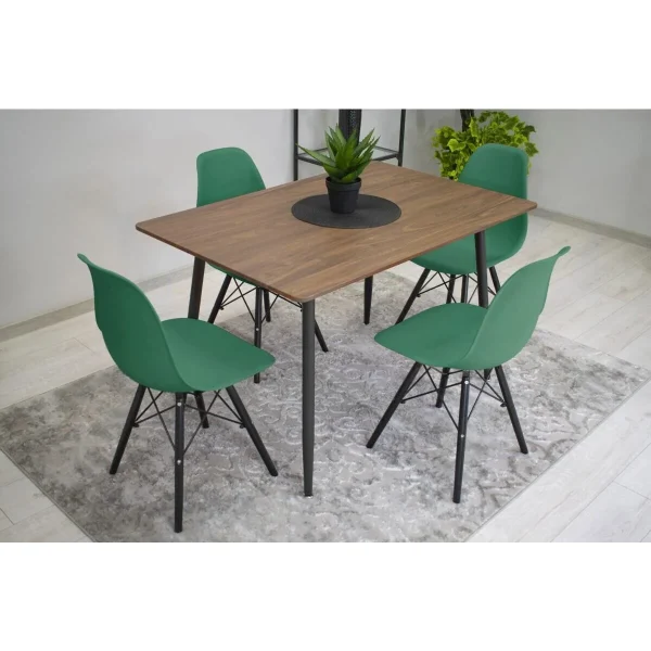 Scaun stil scandinav, Artool, Osaka, PP verde, picioare lemn negru, 46x54x81 cm
