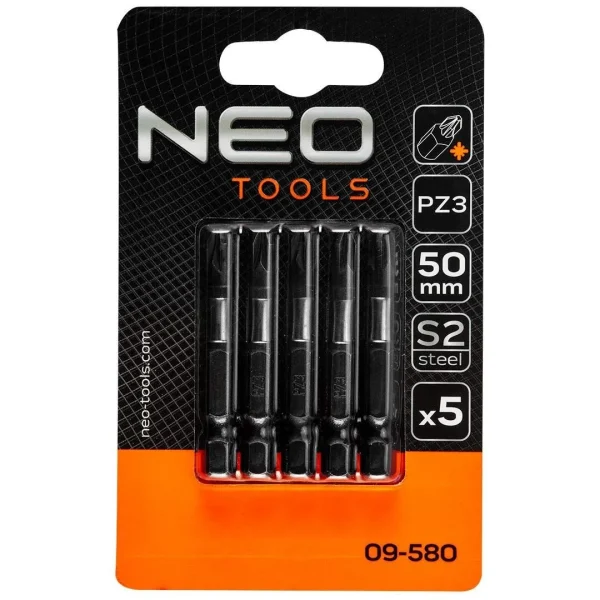 Set varfuri, biti, de impact, PZ3, 1/4", 5 buc, PZ3x50 mm, Neo
