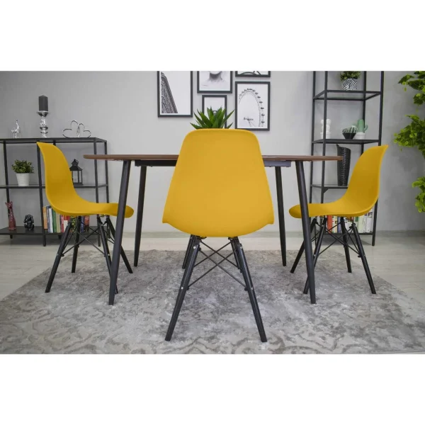 Scaun stil scandinav, Artool, Osaka, PP mustar, picioare lemn negru, 46x54x81 cm