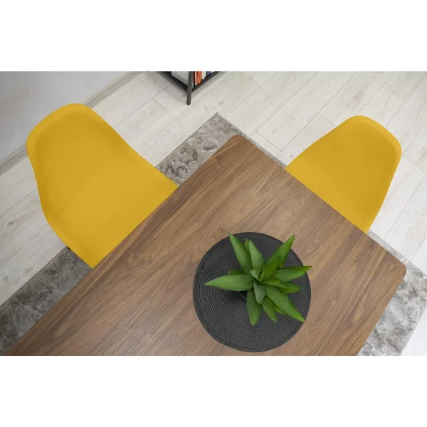 Scaun stil scandinav, Artool, Osaka, PP mustar, picioare lemn negru, 46x54x81 cm