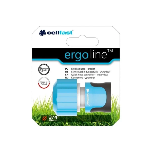 Cupla rapida, cu stop, 3/4", ERGO, Cellfast