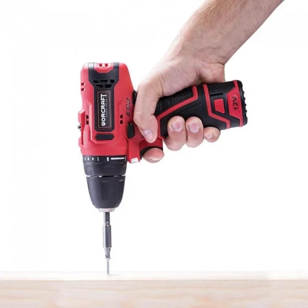 Masina de gaurit, insurubat (bormasina), cu acumulator 1.5 Ah, incarcator 12 V Li-ion, trusa cu varfuri si burghie, mandrina automata 0.8-10 mm, Worcraft 