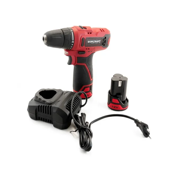 Masina de gaurit, insurubat (bormasina), cu acumulator 1.5 Ah, incarcator 12 V Li-ion, trusa cu varfuri si burghie, mandrina automata 0.8-10 mm, Worcraft 