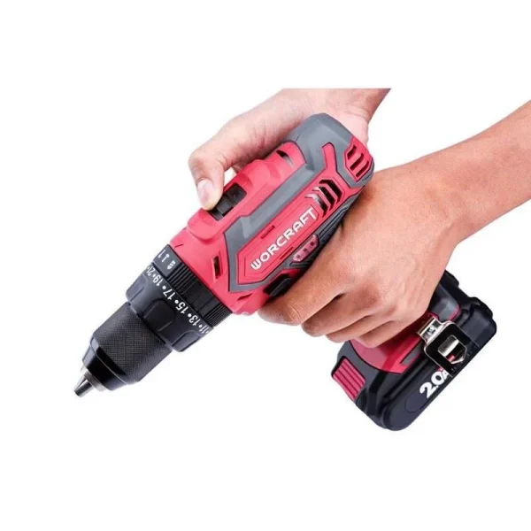 Masina de gaurit, insurubat (bormasina), cu percutie, cu acumulator 2 Ah, 20 V Li-ion, mandrina 0.8-13 mm, Worcraft