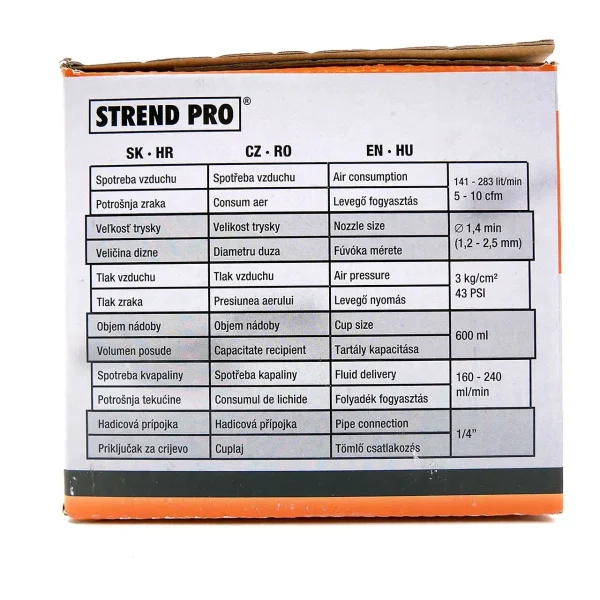 Pistol de vopsit, vas superior, plastic, pulverizator pentru compresor, 600 ml, 1.2-2 mm, Strend Pro