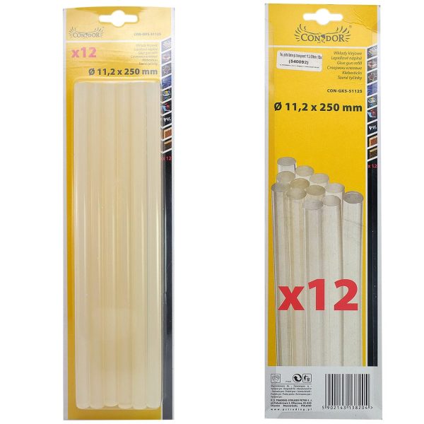 Baton silicon pentru pistol lipit, transparent, 12 buc, 11x250 mm