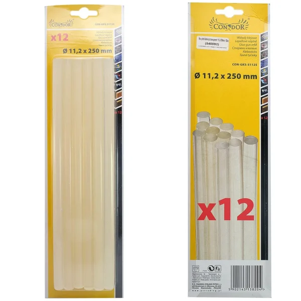 Baton silicon pentru pistol lipit, transparent, 12 buc, 11x250 mm