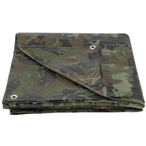 Prelata impermeabila cu inele, 3.9x5.9 m, camuflaj PE, 80 g/mp, 24 mp