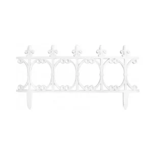 Gard de gradina decorativ, din plastic, alb, 64x34 cm