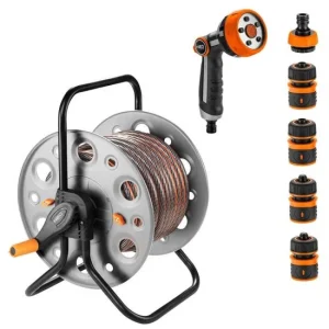 Tambur, rola, cu furtun gradina, antirasucire, pistol de stropit, accesorii, 1/2", 20 m, NEO