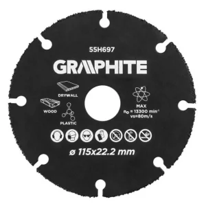 Disc debitat lemn, plastic, 115x22.2 mm, Graphite