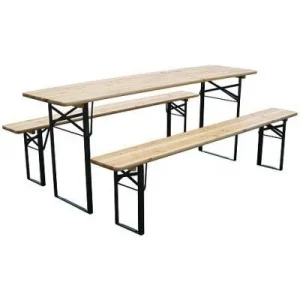 Set mobilier gradina/terasa, pliabil, 1 masa, 2 banci, 200 cm, Dortmund