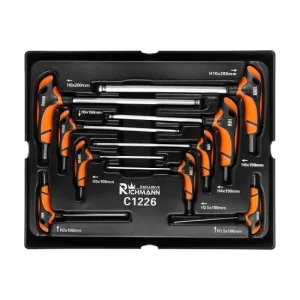 Set chei HEX cu maner TIP T, sertar TIP B (385x290 mm) pentru dulap mobil, 1.5-10 mm, 9 buc, RICHMANN EXCLUSIVE