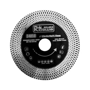 Disc diamantat turbo subtire, dublu segmentat, placi ceramice, taiere umeda si uscata, 125x10x20x22.23 mm, Richmann Exclusive