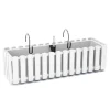 Jardiniera decorativa, suport metalic, sistem irigare, alb, 58x18x16.2 cm, Boardee Fencycase W Old
