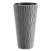 Ghiveci decorativ de flori, rotund, inalt, gri, 29.7x53.1 cm, Sandy