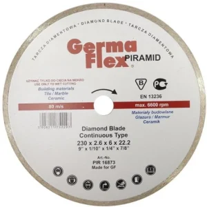 Disc diamantat, placi ceramice, taiere umeda, 230 mm/22.2 mm