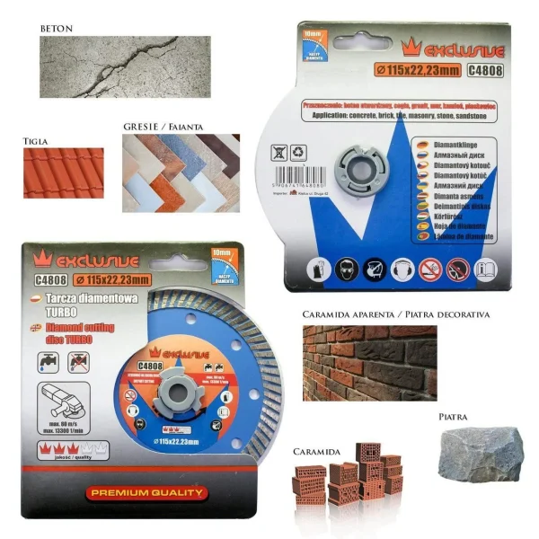 Disc diamantat turbo, beton, taiere umeda si uscata, 115 mm/22.23 mm, Richmann