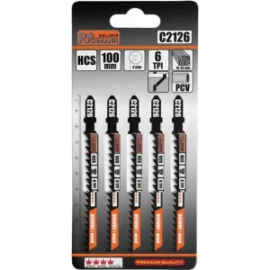 Panza, lama, fierastrau pendular, pentru lemn, HCS, prindere tip T, taiere precisa, 6 TPI, set 5 buc, 100 mm, Richmann Exclusive